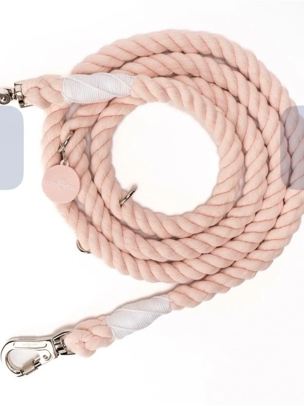Luxe Cotton Rope Dog Leash by Lucy & Co. - Blush Pink